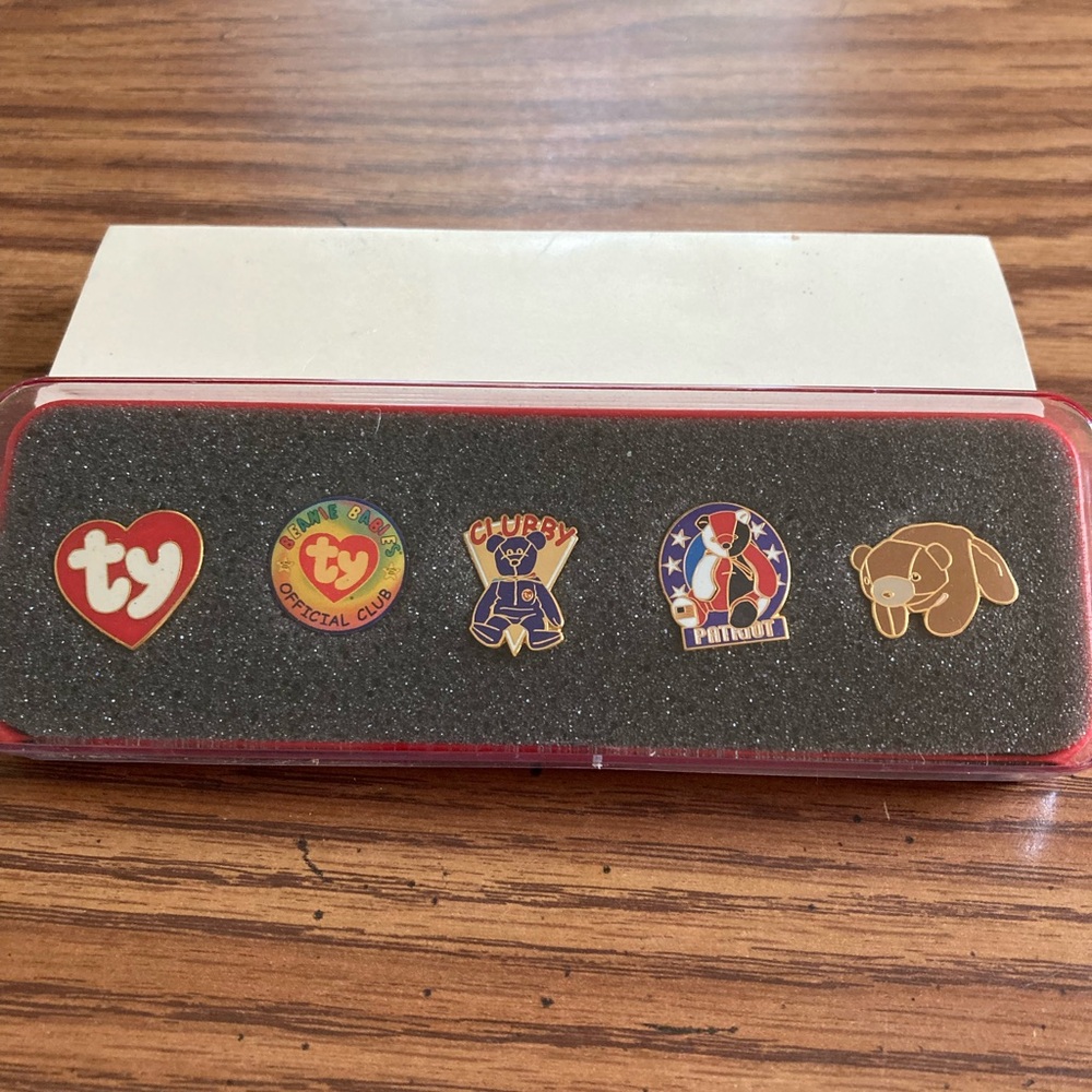 NIB TY Beanie Babies 5 piece Lapel Pin Set